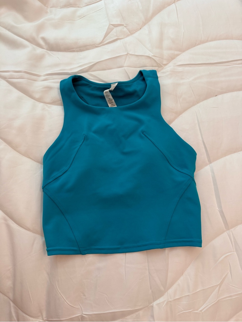 Lululemon Women's Teal High-Neck Cropped Tank Top